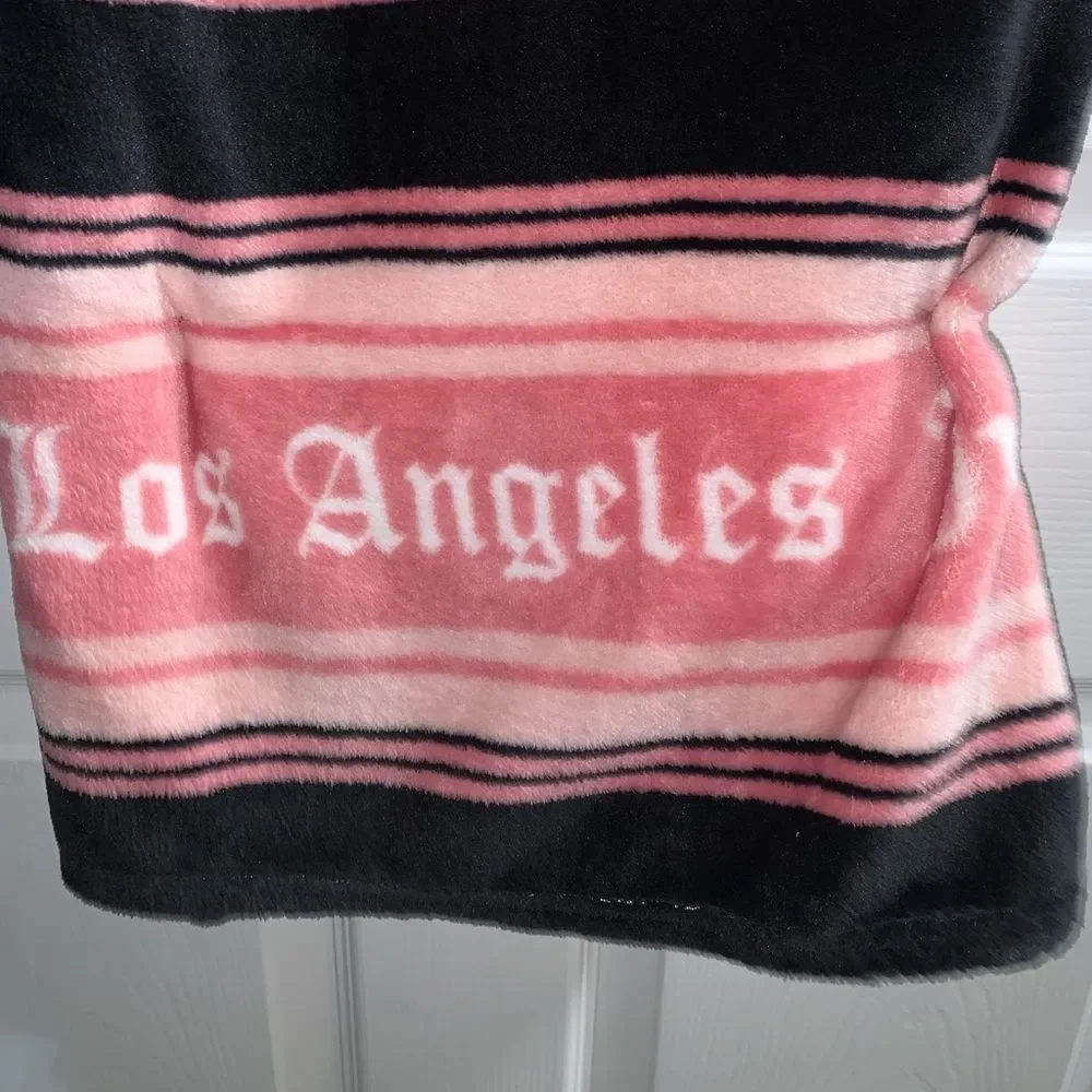 NWT Pink & Black Juicy Striped Throw Blanket